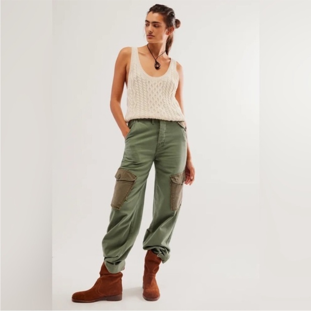 Mother The G.I. Jane Greaser Nerdy Size 27 Cargo Pants Green Military Aesthetic